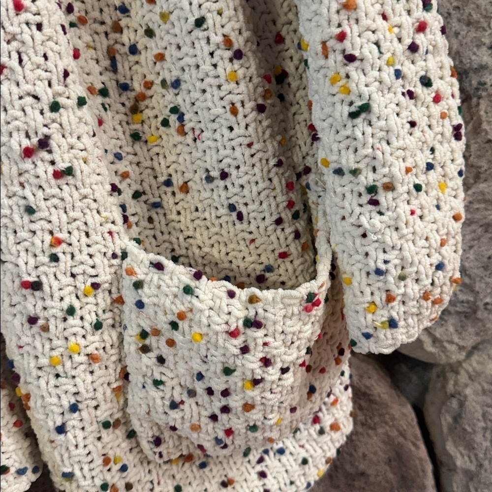 Moon & Madison Multicolor Knit open-knit popcorn confetti cardigan size small - Picture 3 of 4